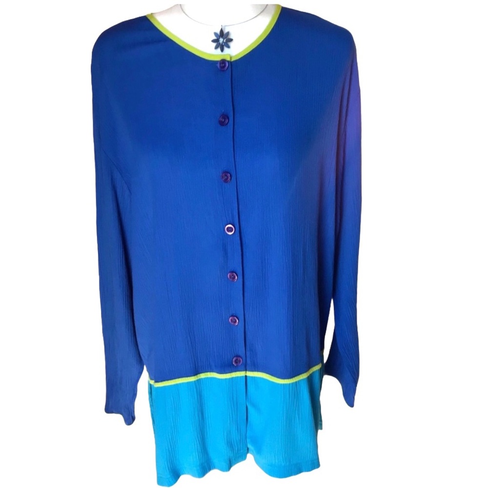 Diane Von Furstenberg Color Block Tunic SZ: Large